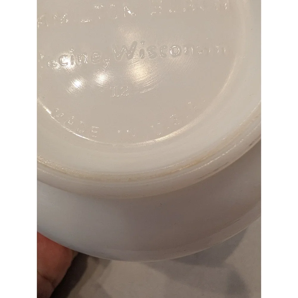 Vtg White Pyrex Ribbed Milk Glass Mixing Bowl ~2 Qt for Hamilton Beach Mixer #14
